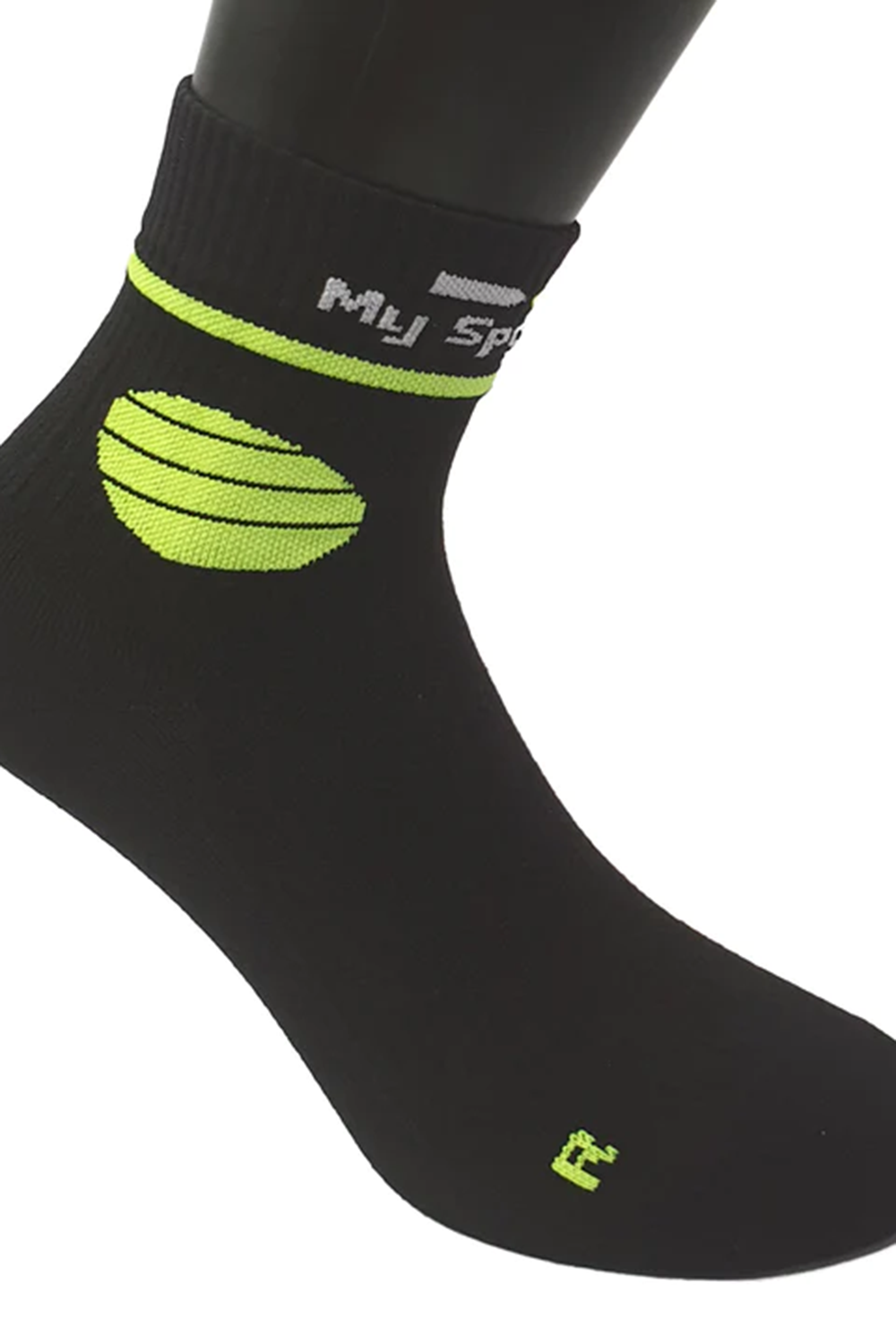 GD9192 Calzino Corto Nero-Giallo Fluo